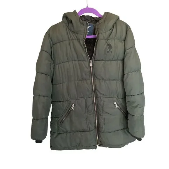 U.S. Polo Assn. Men's Green Puffer‎ Jacket with Hood Size L Casual - Picture 4 of 10